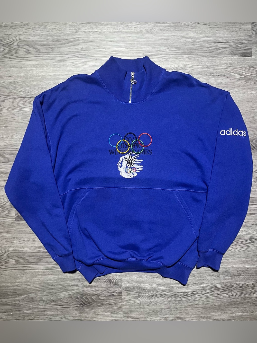 80s Adidas Canada winter Olympics 1988 quarter zip sweater mens Large-XL